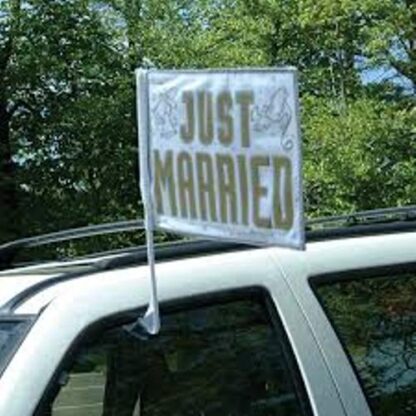 Just Married Car Flags WEDDING - (1ct) 36 cm x 46 cm