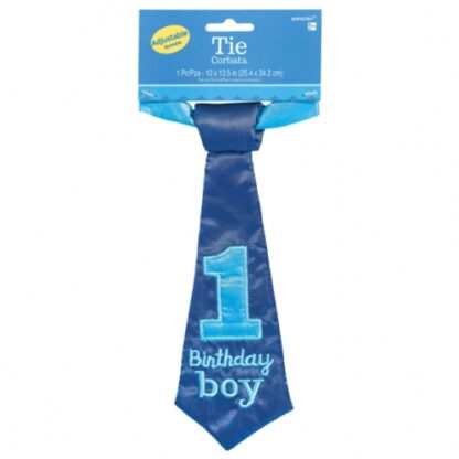 1st Birthday Blue Fabric Tie - (1ct)