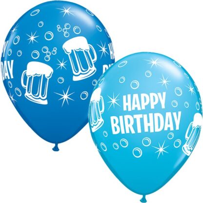 Dark Blue & Robin's Egg Blue Beer Mugs Birthday Balloons - 11" Latex (25ct)