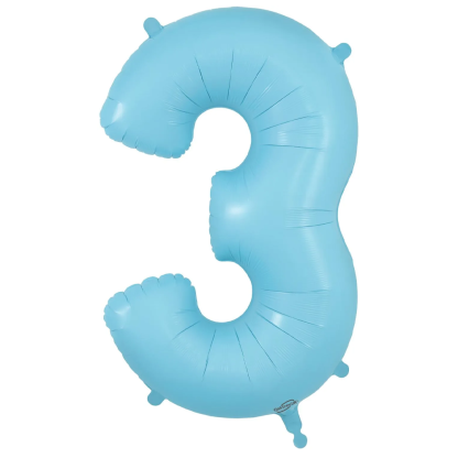 Matt Blue Number 3 Balloon - 34" Foil