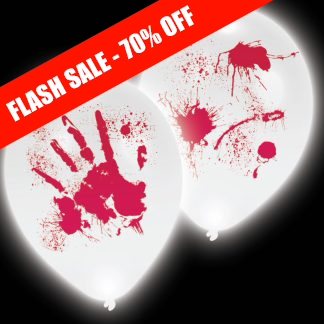 Halloween Bloody Hands LED Latex Balloons 11"/27cm - 1 PKG/4