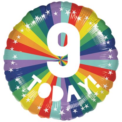 9th Birthday Bright Rainbow Standard Foil - 18" Foil