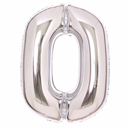 Silver Number 0 Balloon - 34" Foil