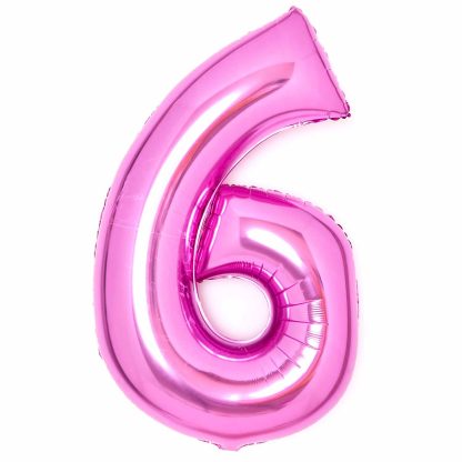 Pink Number 6 Balloon - 34" Foil