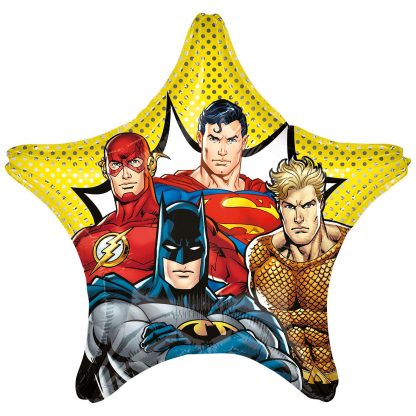 Justice League Jumbo Foil Balloon Star Shaped 28"/71cm w x 28"/71cm h P38 - 1pc