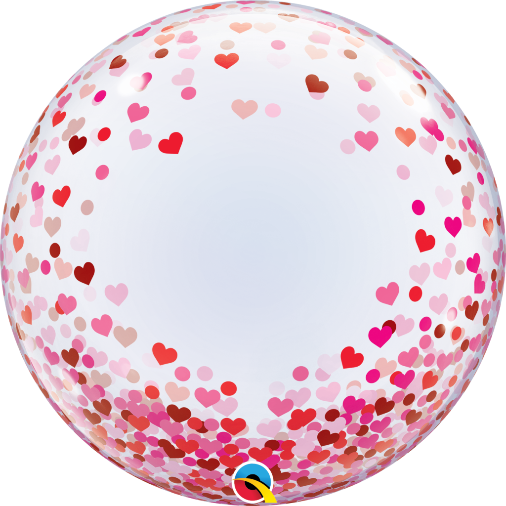 Red & Pink Confetti Hearts Balloon 24″ Deco Bubble Tons Of Fun Balloons