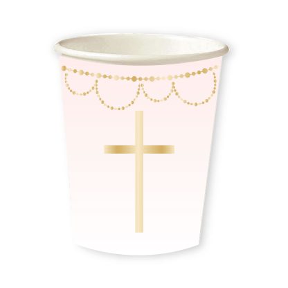 Pink Botanical Celebration Paper Cups 237ml - (8ct)