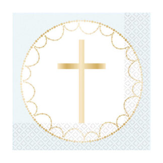 Blue Botanical Celebration Communion Luncheon Napkins 33cm - (20ct)