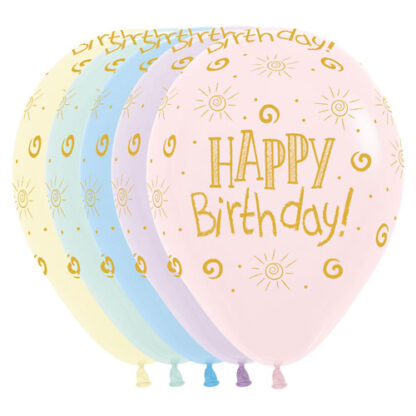 Happy Birthday Pastel Matte Assorted Balloons - 11" Latex (25ct)