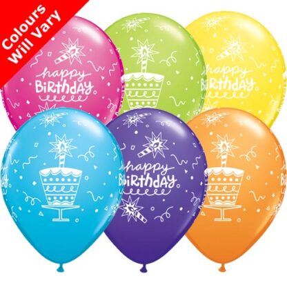 Happy Birthday Cake & Candles Assorted Balloons - 11" Latex (6ct)