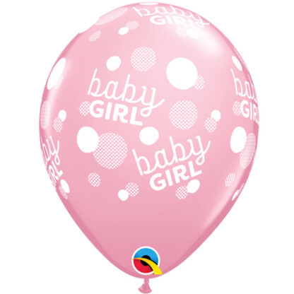 Baby Girl Pink Dots A Round Balloons - 11" Latex (6ct)