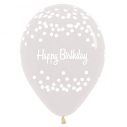 Crystal Clear Happy Birthday Polka Dots Balloons - 11" Latex (25ct)