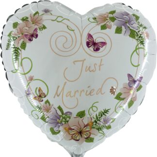Just Married Hearts & Flowers Shape  - 21" Foil