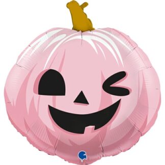 Funny Pink Halloween Pumpkin SuperShape Balloon - 22" Foil