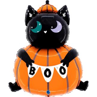 Cat In The Pumpkin Halloween Shape Balloon - 26" Foil