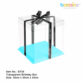 Transparent Happy Birthday Box Blue – 30x30x34cm