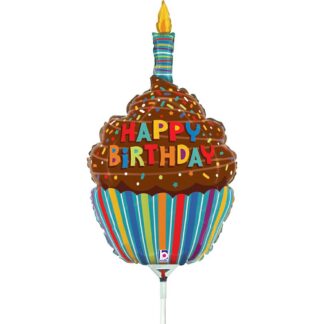 Mini Birthday Chocolate Cupcake Shape Air-Filled Balloon (63) – 14" Foil