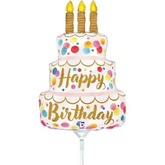 Mini Satin Birthday Cake Shape Air-Filled Balloon (101) – 14" Foil