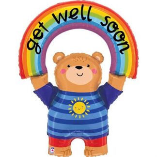 Get Well Rainbow Bear Shape Balloon - 39" Foil