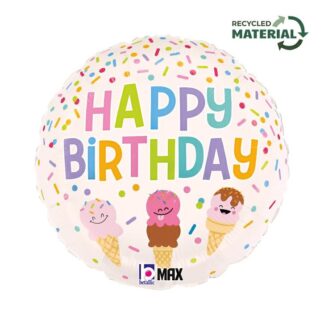 Happy Birthday Ice Cream Cones Balloon - 18" Foil