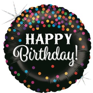 Mini Glittering Confetti Birthday Air-Filled Balloon (65) – 9" Foil