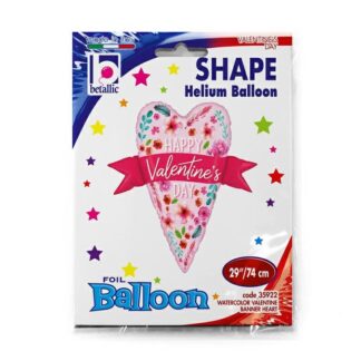 Watercolour Valentine Banner Heart Supershape Balloon - 29" Foil