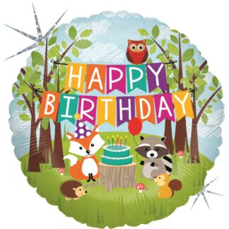 Woodland Birthday Party Holographic Balloon - 18" Foil