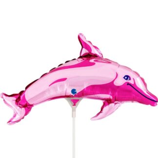 Mini Fuchsia Dolphin Shape Air-Filled Balloon (10) – 14" Foil