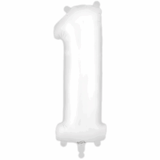White Number 1 Balloon - 34" Foil