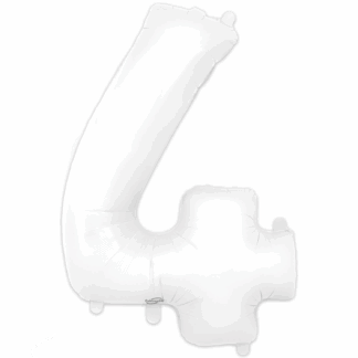 White Number 4 Balloon - 34" Foil
