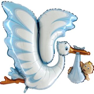 Blue Baby Stork Supershape Balloon - 53" Foil