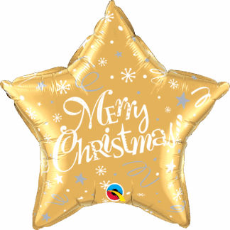 Merry Christmas Festive Gold Star Balloon - 20" Foil