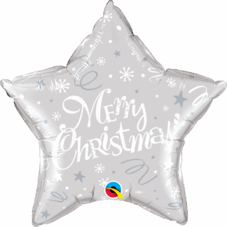 Merry Christmas Festive Silver Star Balloon - 20" Foil