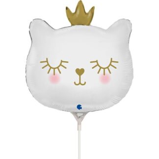 Mini White Cat Princess Shape Air-Filled Balloon (21) – 14" Foil