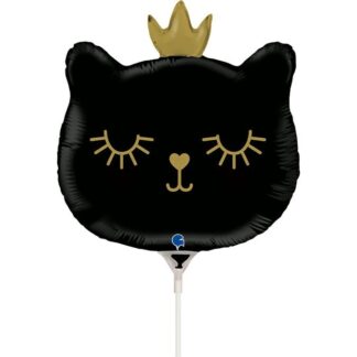Mini Black Cat Princess Shape Air-Filled Balloon (21) – 14" Foil