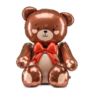 Brown Bear with Bow Shape Balloon - 33" Foil