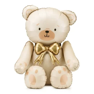 Cream Bear with Bow Shape Balloon - 33" Foil