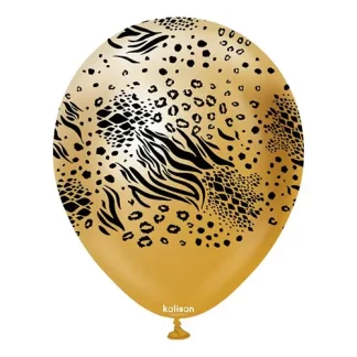 Kalisan Safari Print Mirror Gold Balloons - 12" Latex (25ct)