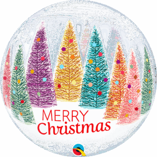Christmas Trees & Snowflakes Balloon - 22" Bubble