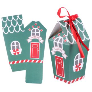Green Christmas House Box For Elf Arrival - 18x7.5x7.5cm (1ct)