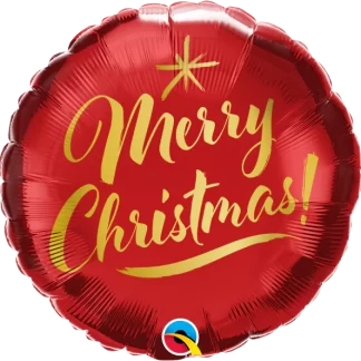 Mini Christmas Gold Script Red Shape Air-Filled Balloon – 9" Foil