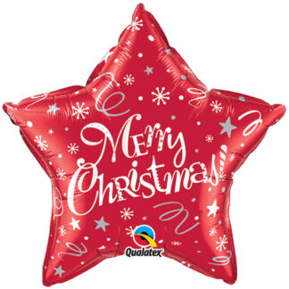 Merry Christmas Festive Red Star Balloon - 20" Foil