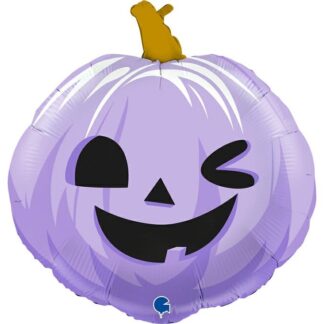 Funny Lilac Halloween Pumpkin SuperShape Balloon - 22" Foil (Unpackaged)