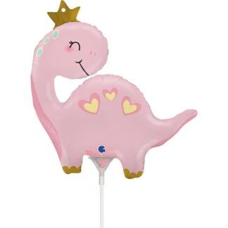 Mini Pink Dino Shape Air-Filled Balloon (6) – 14" Foil