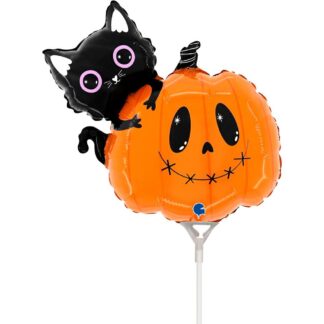 Mini Cat & Pumpkin Halloween Air-Filled Balloon – 14" Foil