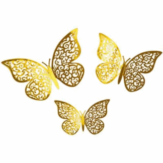 Gold 3D Adhesive Butterflies - 12ct
