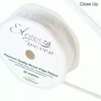 White No.01 Woven Edge Ribbon - (3mm x 50m)