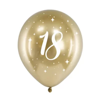 Gold Glossy '18' Balloons - 12" Latex (6ct)