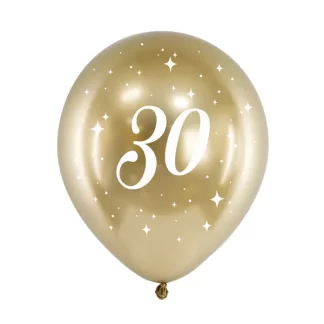 Gold Glossy '30' Balloons - 12" Latex (6ct)