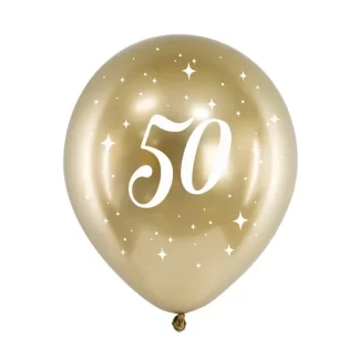 Gold Glossy '50' Balloons - 12" Latex (6ct)